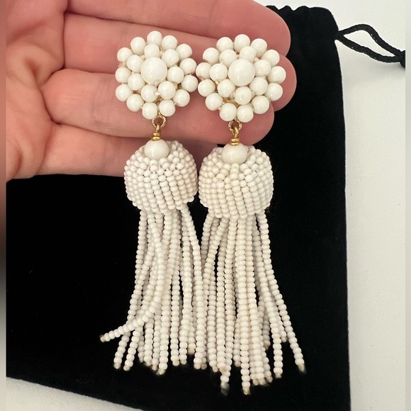 Lisi Lerch White Beaded Tassel Earrings - Picture 4 of 6